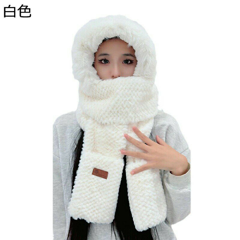 防寒帽子 フード付マフラー 耳当て 手袋 3in1 冬用 あたたかい レディース ファー ぬくぬく 一体型 ス..