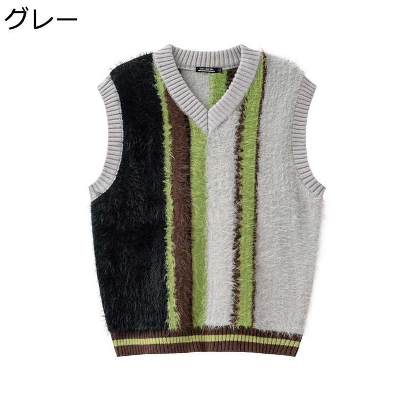 男女兼用ベスト ニット vネック チョッキ 袖なしセーター あったかい ふわふわ ゆったり かっこいい トップス プルオーバー オフィス 通勤 通学 クリスマス 新年 秋冬春 大きいサイズ