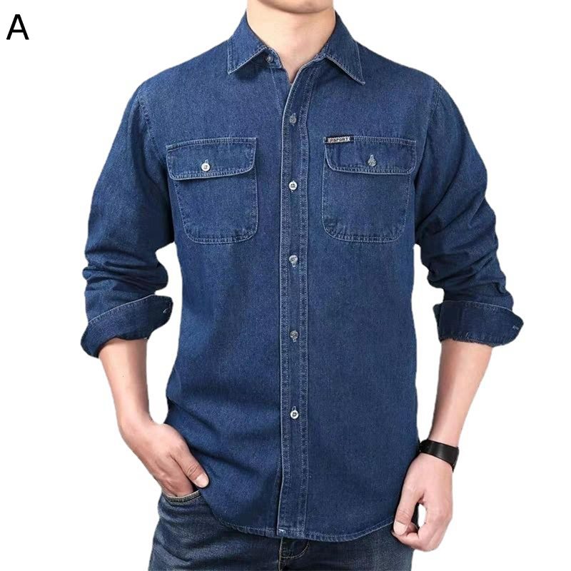 デニムシャツ 長袖 カジュアルシャツ 耐摩耗 吸水速乾 通気性 スリムフィット ラペル フィット 前開き 柔らかい 大きめ トップス 通勤用 通学 普段着 おしゃれ ゆったり 春夏秋 肌触り良い