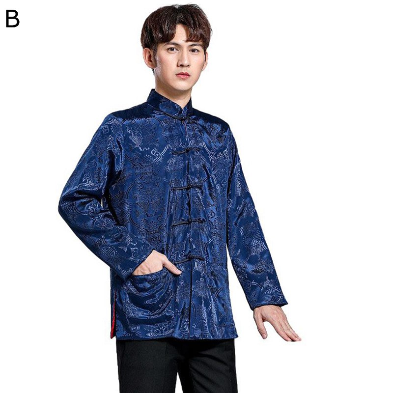 男性 唐装 中山服 チャイナシャツ 長袖 両面着用 漢服 伝統服 チャイナボタン コーデュロイ リバーシブル カンフー衣装 チャイナ風 春夏秋冬 通気吸湿 通学 作業 トレーニング