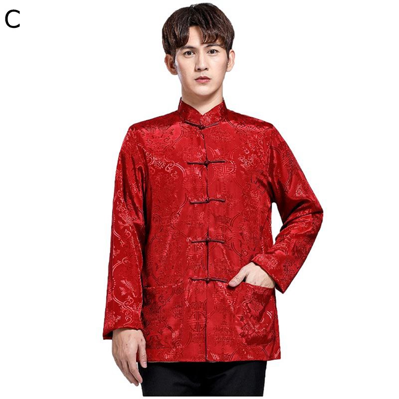 男性 唐装 中山服 チャイナシャツ 長袖 両面着用 漢服 伝統服 チャイナボタン コーデュロイ リバーシブル カンフー衣装 チャイナ風 春夏秋冬 通気吸湿 通学 作業 トレーニング