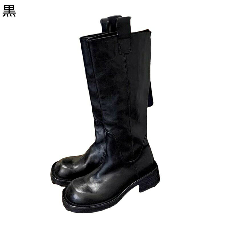 ジョッキーブーツ ロングブーツ 騎士ブーツ レディース 太ヒール サイドジッパー 落ちない 秋冬 足細 トレンド ファッション おしゃれ カジュアル 雨靴 軽い やわらか 会社 日常 ユニーク