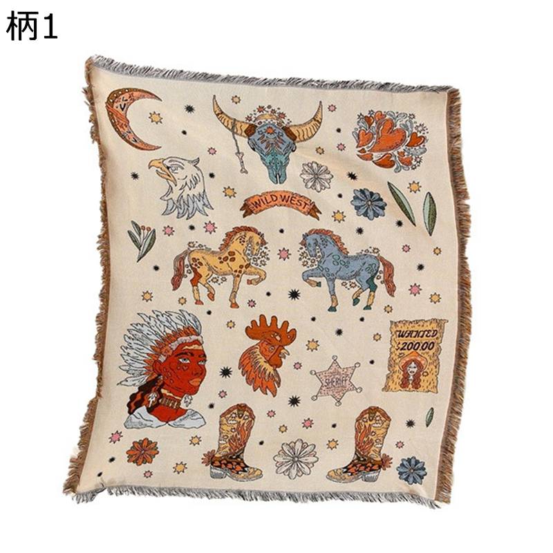 かけ毛布 ブランケット ニット ソファーカバー マルチクロス エスニック タッセル フリンジ 総柄 はだかけ布団 肩掛け 膝掛け 丸洗いOK オールシーズン 多機能ブランケット お昼寝 夏快眠 130x160cm