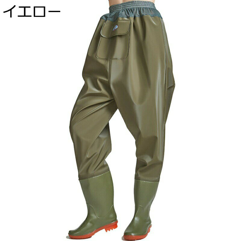 ウェストウェーダー 胴回り ベルト 長靴 ウェーダー 大人用 PVC 作業靴 軽量 防風 滑り止め ゴム紐 男..