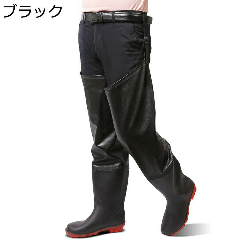 ヒップウェーダー レインブーツ男女兼用 作業靴 防水ずぼん ベルト ラジアル 一体成型 水回り 仕事 潮干狩り 除草 フィッシング 農作業 長くつ 胴付き 大きいサイズ 厚底 滑らない 完全防水 耐磨耗