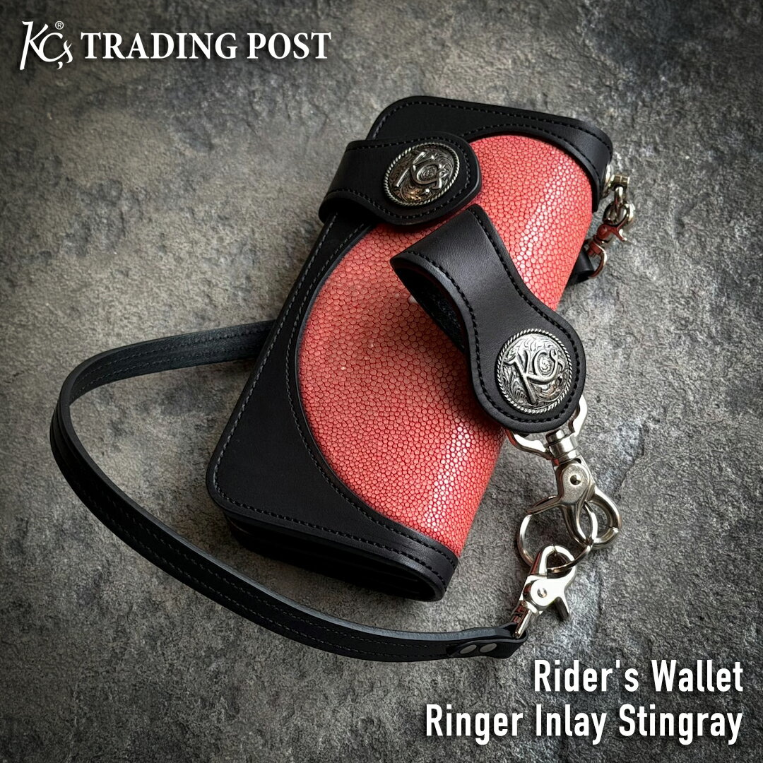 樂天商城 - 【KC,s直営店限定商品】ライダースウォレット リンガー インレイ スティングレイ サーモンピンク 長財布 牛革 本革 エイ革 ライダース バイカー 財布 二つ折り財布 バイカーズウォレット メンズ レディース アメカジ ギフト 日本製 かっこいい財布 ケーシーズ