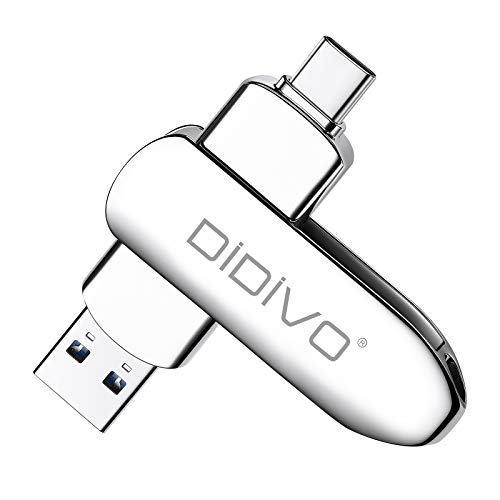 DIDIVO 128GB USBメモリー 2in1タイプC フラッシュドライブ スマホ/タブレット/PC対応 スマホ用 USBメモリ 容量不足解消 両面挿しスマホメモリー USB3.0 高速データ伝送 亜鉛合金ボディー 360度回転式