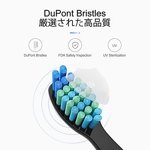 電動歯ブラシの 替えブラシ，互換性フェアリーウィル FW-507/508/515/551/917//959/2011/D1/D3/D7/D8，シーゴE9/ 507/508/551/2011/917/959/515（5本ミディアム ソフト毛）Black