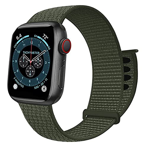 AGUPERFIT コンパチブル Apple Watch バンド 38mm 40mm 41mm 42mm 44mm 45mm 柔らかく快適で軽量で通気性の良いナイロンスポーツループベルトアップルウォッチシリーズ7 6 SE 5 4 3 2 1に対応 (42mm 44mm 45mm, 01アーミーグリーン)