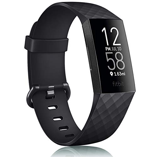 for Fitbit Charge 4/Charge 3/Charge 3 SE バンド ベルト 交換用バンド 柔らかい TPU バンド 調整可能 多色選択 スポーツバンド (Large, 黒)