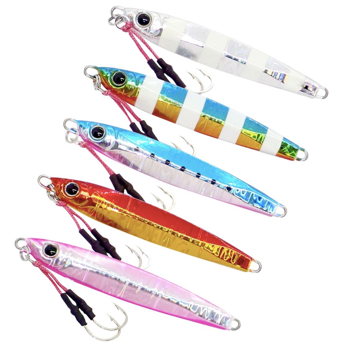 ZBeees(ゼットビー) 20g/30g/40g/60g/メタルジグセット5個 フラッシンググロータイプ ライトジギング サーフ 青物 タチウオ シーバス ヒラメ ルアーセット