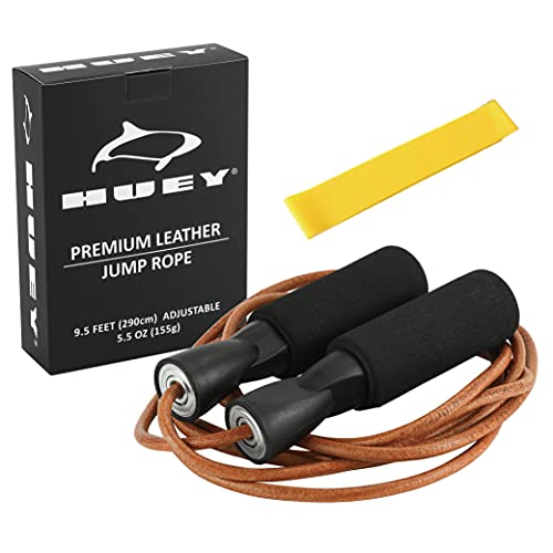 HUEY Sport 縄跳び 革トレーニングロープ用 ボクサー フィットネス 消費カロリー 燃焼 ダイエット用 屋外 室内 軽量 防音 ベアリング 小学生 子供...