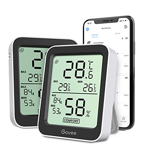 Govee 温湿度計 デジタル 温度 湿度 高精度 スマホで温湿度管理（ ハブ不要）梅雨対策 熱中症対策 LCD大画面 最高最低温湿度 温湿度異常通知 快適度表示 グラフ記録 Bluetooth 室内 置掛兼用(2個)