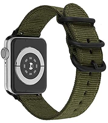 [YGGSTORE] apple watch NATO軍 バンド ベルト ミリタリー アップルウォッチ 38 40 41 緑 カーキ アウトドア メンズ カジュアル ナイロン キャンバス 8 SE 7 6 5 4 3 (38mm/40mm/41mm用, オリーブ)