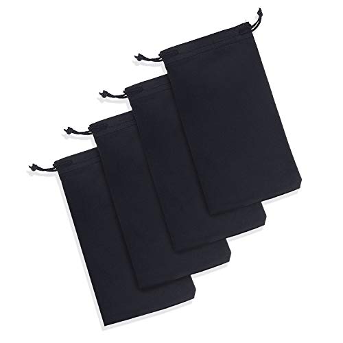 YAMAKI 巾着袋 ポーチ袋 マイクロファイバー 18 X 10cm（4枚セット） (ブラック)