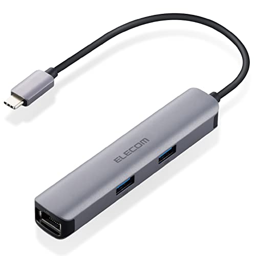 エレコム USB Type-C ハブ ドッキングステーション 5-in-1(LANポート) DST-C17SV/EC HDMIポート 4K対応 USB3.0×3ポート LANポート Macbook/Macbook Pro/iPad Pro/Surface他対応