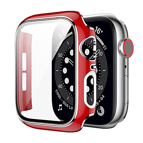 アップルウォッチ カバー apple watch ケース 【高級仕様】 保護 Pellforia レッド 赤 × 銀 シルバー 45mm Serise 7 8