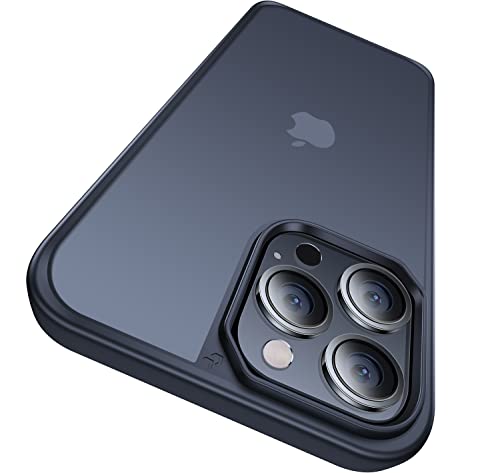 CASEKOO iPhone13ProMax 用 ケース 半透明 マット感 指紋防止 耐衝撃 米軍MIL規格 ストラップホール付き SGS認証 黄変防止 耐久 カバー ワイヤレス充電対応 2022年新型 アイフォン 13 プロ マックス用 6.7 インチ ケース(マットブラック)