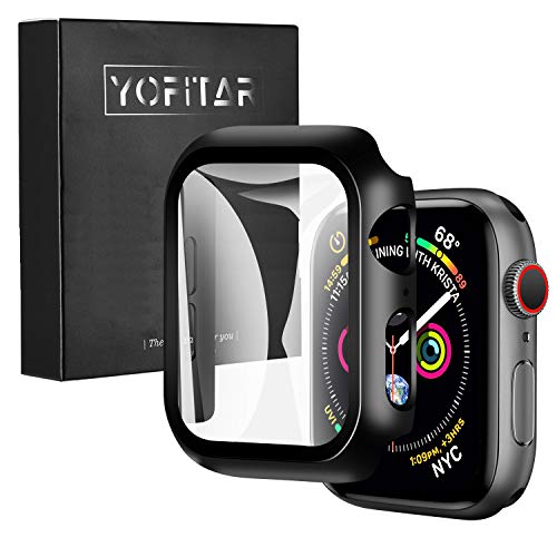 YOFITAR Apple Watch 用 ケース series6/SE/5/4 44mm アップルウォッチ保護カバー ガラスフィルム 一体型 PC素材 全面保護 超薄型 装着簡単 耐衝撃 高透過率 指紋防止 傷防止 ブラック