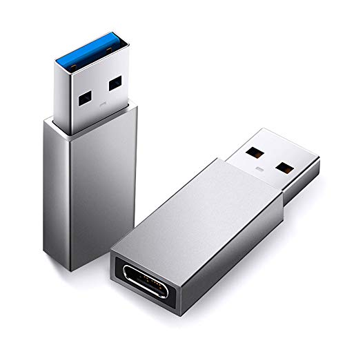 Type C(メス) to USB(オス) 変換アダプタ 充電ケーブル変換アダプター Deear 変換コネクタ 5Gbps高速データ転送 スマホ パソコン等対応 2個セット　銀