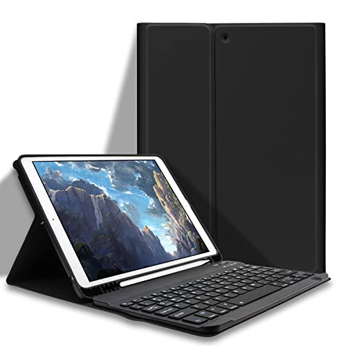 iPad 10.2 キーボード ケース iPad 第9世代 第8世代 第7世代 Bluetooth キーボード付きカバー iPad9/8/7通用ケース 脱着式 ペンホルダー付き スタンド機能 オートスリープ機能 多角度調整 傷つけ防止 耐久性 (ブラック)