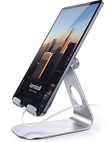 タブレット スタンド アルミ ホルダー 角度調整可能, Lomicall stand : 卓上縦置きスタンド, タブレット置き台, デスク台, 立てる, 設置, aluminium, テレワーク, 在宅 ワーク, Zoom 会議, タブレット対応(4~13''), ミニ エア プロ12.9インチ, ipad9 第九世代, ipad Air 2022