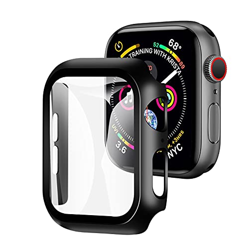 YOFITAR Apple Watch 用 ケース series6/SE/5/4 40mm アップルウォッチ保護カバー ガラスフィルム 一体型 PC素材 全面保護 超薄型 装着簡単 耐衝撃 高透過率 指紋防止 傷防止 ブラック