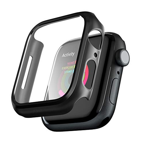 PZOZ Apple Watch 6/SE/5/4 ケース 保護フィルム アップルウォッチ6 カバー 全面保護 耐衝撃 PC アクセサリー 対応 (40mm, ブラック)