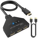 HDMI 切替器 3入力1出力 HDMI セレクター 【4Kx2K安定版＆高速HDMIケーブル付き】 HDMI 分配器 4K/1080p/3D視覚効果 HDMI2.0 金メッキコネクタ搭載 手動切替 Chromecast Fire TV Stick Xbox One ゲーム機 レコーダー パソコン PS5 液晶テレビ TVなどの対応 USBケーブル付き H