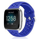 For Fitbit Versa/Versa 2/Lite/SE バンド/ベルト交換用バンド 柔らかいシリコンバンド 調整可能 多色選択 スポーツ 交換ベルド (サファイアブルー)