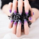 24枚入り グラデーション モーブのキレイめニュアンスネイル 3D可愛い飾り(4)