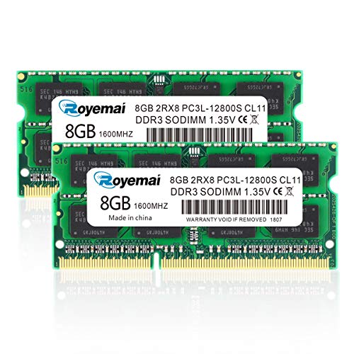 DDR3 12800S DDR3L 1600MHz 16ギガバイトキット（2枚x8GB）SODIMM PC3-12800 1.35V/1.5V CL11 2RX8 Non..