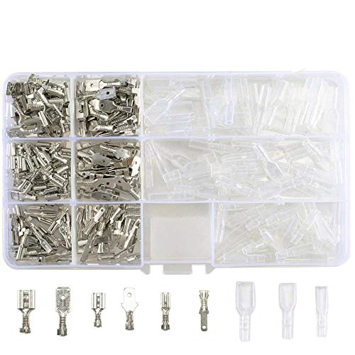 waves プラケース入り オス メス ヒラ端子 連鎖形 圧着端子 平形 差込 180個 + スリーブ90個 計270個