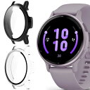 Lamshaw for Garmin vivoactive 5 ハードケース、強化ガラススクリーンプロテクター、PCケース 耐衝撃カバー 傷防止 耐衝撃 Garmin(ガーミン) vivoactive 5スマートウォッチに対応 (ブラック+クリア)(2)