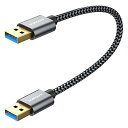 USB 3.0 ケーブル 0.3M 短い SUNGUY USBケーブル タイプAオス- タイプAオス 金メッキコネクタ 5Gbps高速データ転送 USB USBケーブル ナイロン 両端 DVDプレーヤー/ハードディスクドライブなどの機種に適用- 30CM