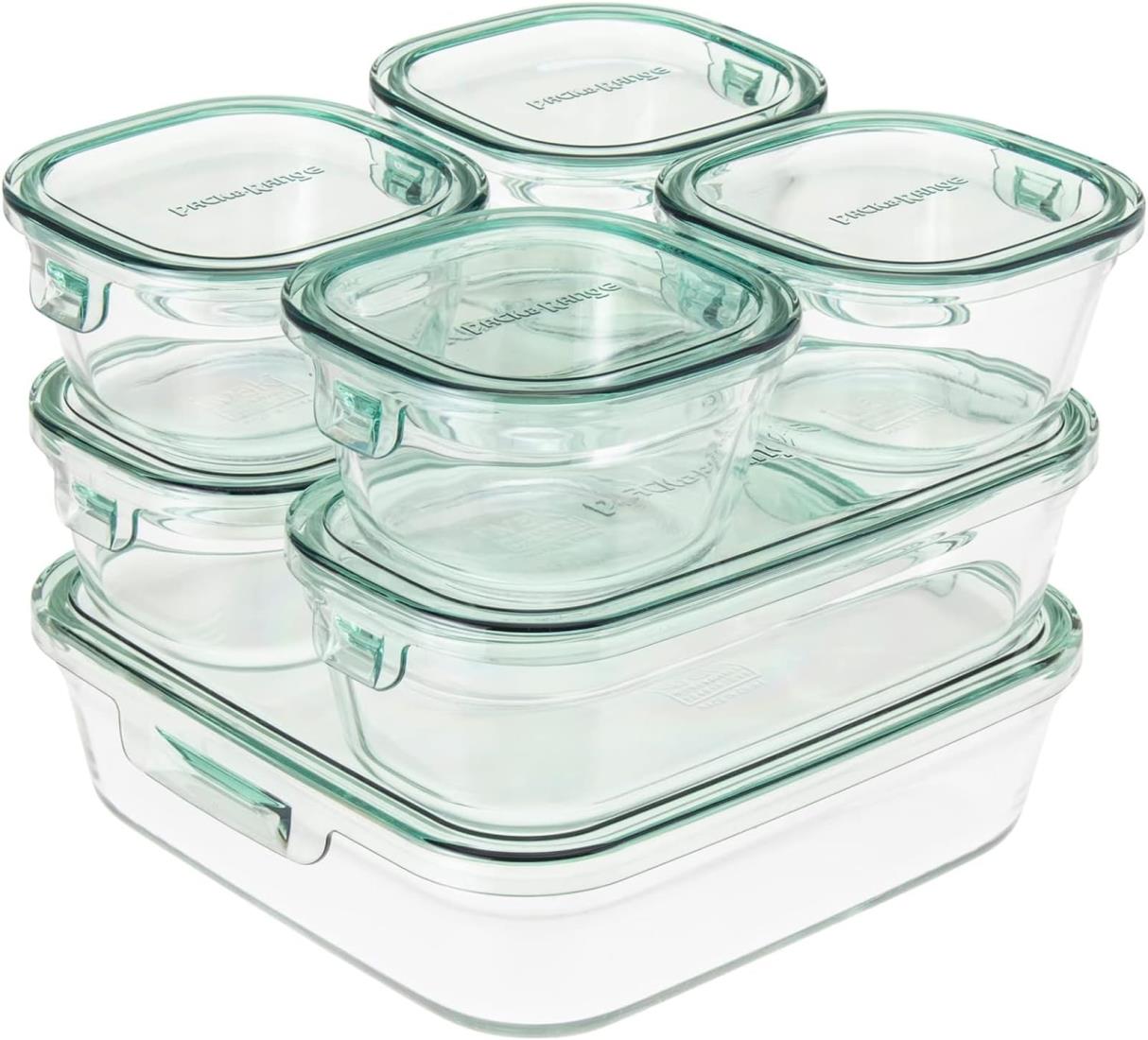 iwaki(イワキ) 耐熱ガラス 保存容器 グリーン 7個セット PSC-PRN-G7
