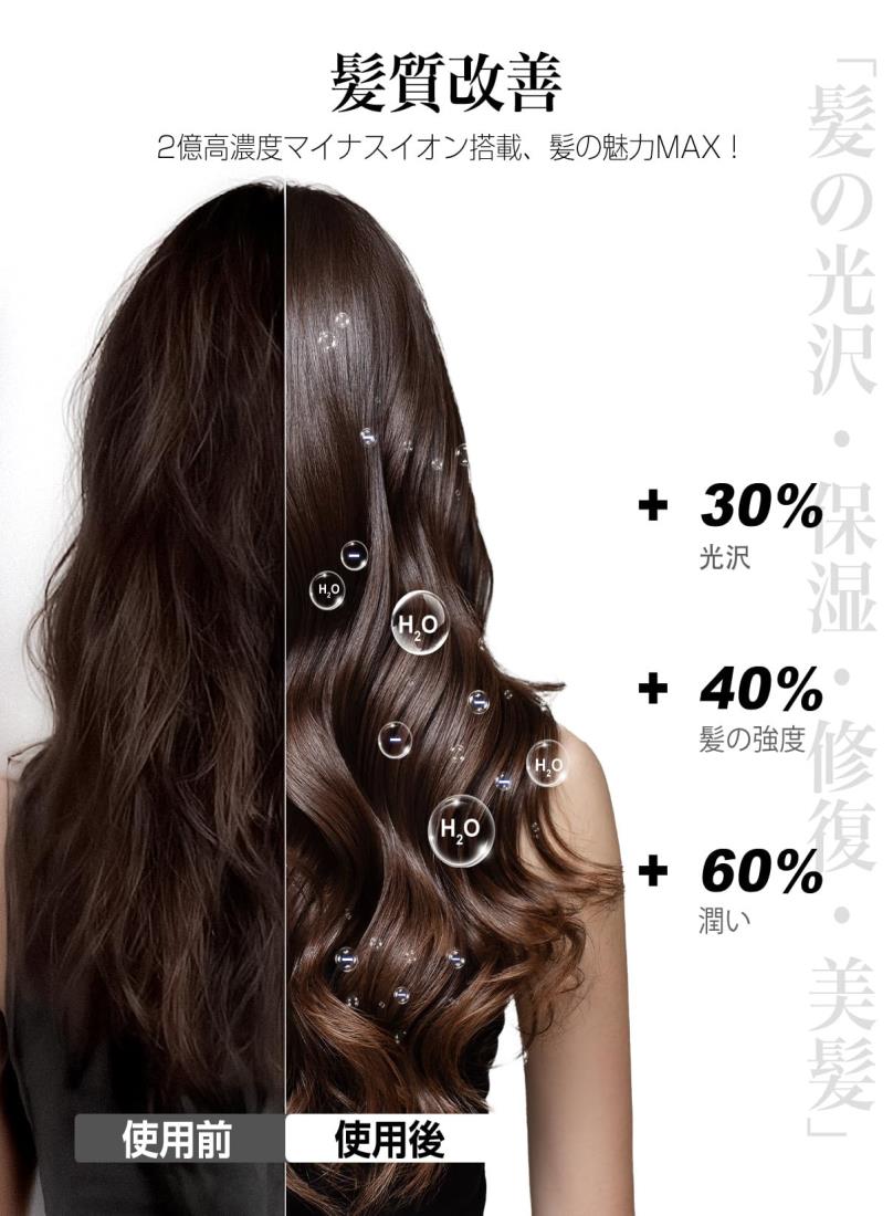 ドライヤー【2025進化モデル・20s速乾】大風量 高速ヘアドライヤー 2億高濃度マイ ナスイオン 静電気抑制 NTC温度制御システム 過熱保護 恒温ヘアケア 髪質改善 5段階温度調節&3段階風量 【温冷リズム】 マグネット式ノズル付き 小型 コンパクト 静音 軽量 旅行/サロン/家庭