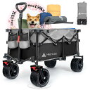 Hikentureキャリーワゴン【10CM極太タイヤ·ブレーキ付】大容量135L 耐荷重150kg コンパクト 自立収納 ワンタッチ収束型 アウトドアワゴン 静音 キャンプ カート キャンプ ワゴン キャンプ キャリー レジャー BBQ 運動会 荷物運び 引っ越し