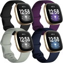 Getino Fitbit Sense/Versaバンド レディース メンズ シリコンスポーツアクセサリー Sense 2/Versa 3/4ウォッチ用 S ブ...