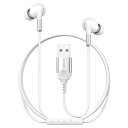 DuKabel 2M USB イヤホンマイク USBA ステレオ ヘッドセット 有線 バイノーラル サラウンド 両耳 音量調節 全指向性 人間工学 カナル型 ps4/ps5/pc/ノートパソコンゲーム 適用 Web会議 ホワイト