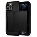 Spigen iPhone12Pro ケース iPhone12 ケース カード 収納 耐衝撃 米軍MIL規格 衝撃 吸収 ハード カバー 背面 スライド 式 カードケース MIL規格 落下防止 IC カード ポケット パスケース アイフォン12 ケース アイフォン12プロケース カバー スリム・アーマー CS ACS01707 (