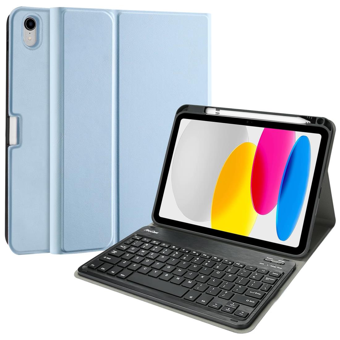 ProCase iPad 11世代/10世代 キーボードケース iPad（A16）11インチ 2025/10.9インチ 2022通用 スリムシェル 軽量 スマートカバー 磁気機能 取り外し可能なワイヤレスキーボード付き