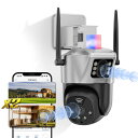 【二台カメラのコンビ!】Ctronics 防犯カメラ 屋外 5GWi-Fi対応 監視カメラ 死角なし AI人体検知 自動追尾 夜間カラー撮影 全日録画 スケジュール録画 投光威嚇 APモード FHD1080P 双方向会話 家族共有 遠隔操作 室外 iOS/Android/PC/MAC対応 128GBMirco SD対応(別売り) IP