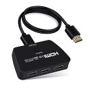 HDMI 切替器 3入力1出力 4K@60Hz HDMI セレクター 3x1 電源不要 手動 切り替え 1080P 3D HDCP2.2 HDR に対応 Apple TV、Fire Stick、HDTV、PS4、Xbox、Nintendo Switch適用(HDMI 2.0 ケーブル付き)