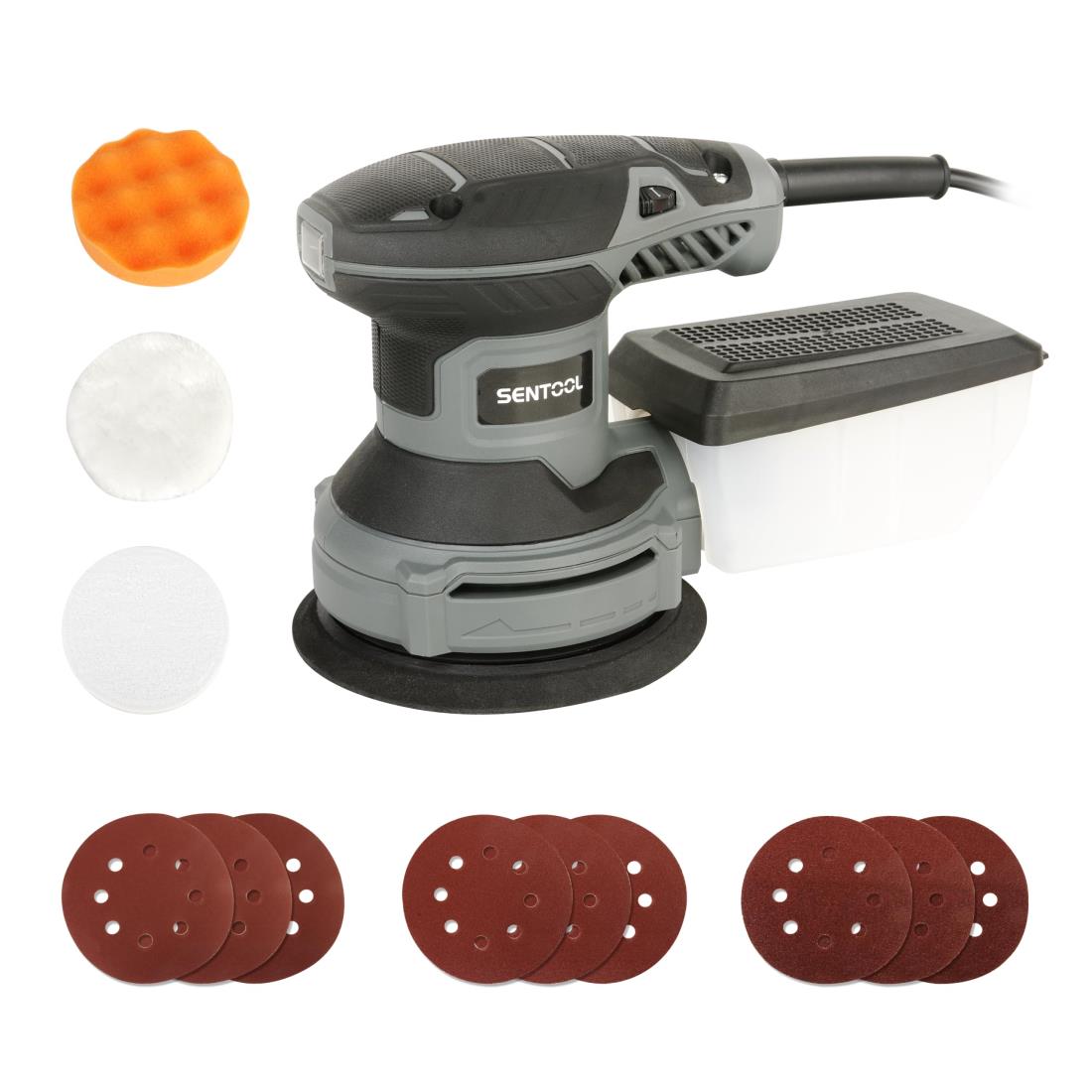 SENTOOL サンダー 電動 300W ランダムサンダー AC100V ポリッシャー コード式 オービタルサンダー 6段..