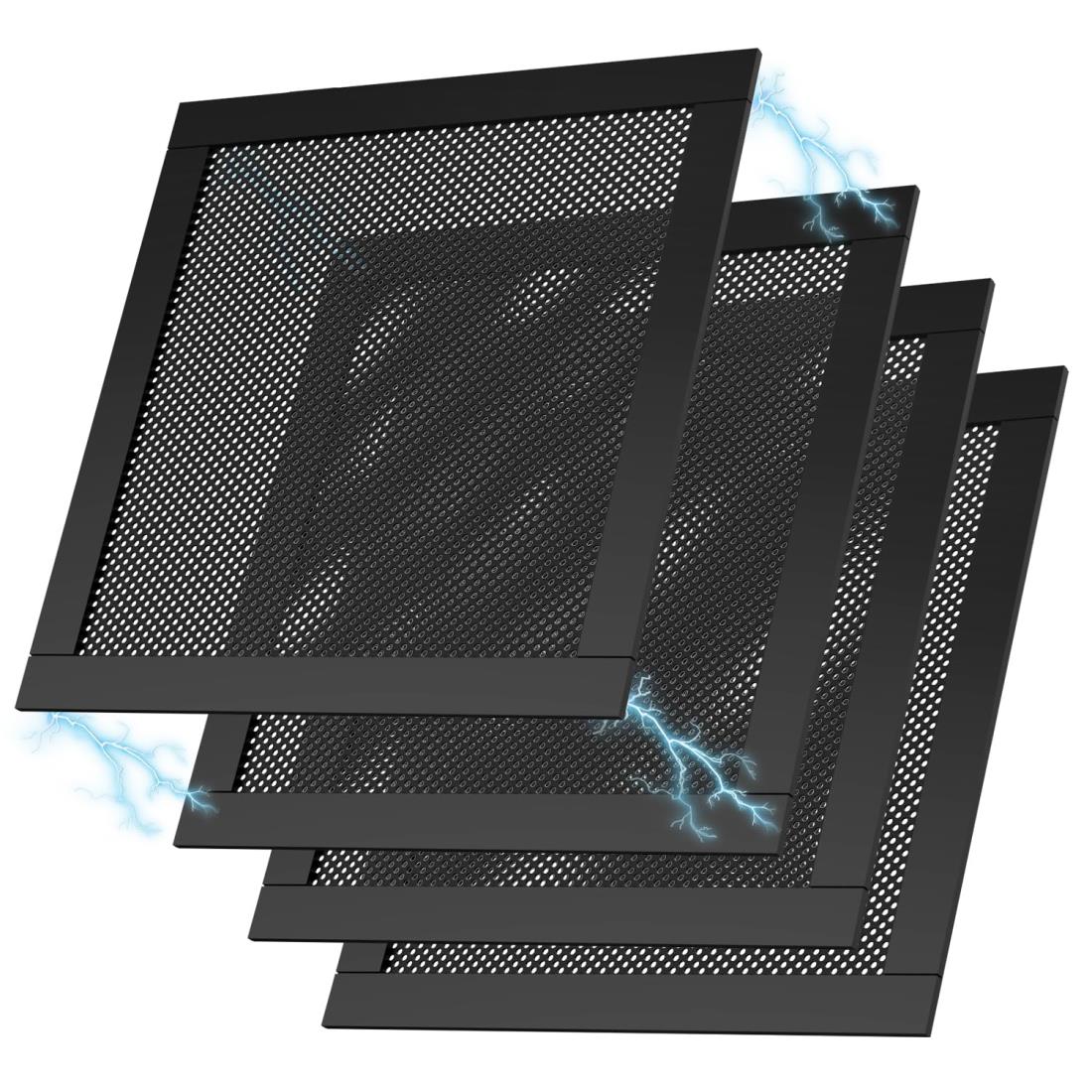 ATiC PC ケースファン 防塵グリル マグネット 120mm 4枚入り ファンケース ファン フィルター 防塵メッシュ 磁気吸着シャーシファン用 PVC素材 繰り返し使える Black