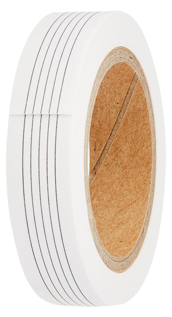 音大生、プロ演奏家向け。貼って剥がせる五線の紙テープ好きな長さに簡単に切って使える楽譜を部分的に修正、修復、補足ができる譜めくり時の、次ページ数小節を書き写せる市販のテープカッターが使えるレッスンで生徒さんの弾けない部分を簡単に修正したり、余白に楽譜を書き足してあげたりと大活躍。ノートや手帳に、メロディーのメモができる。