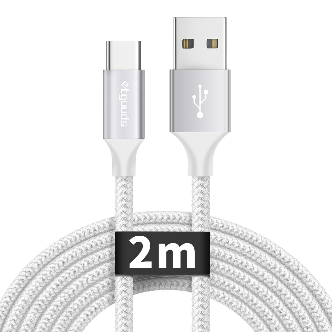 USB Type C ケーブル 白 USB C ケーブル タイプc ケーブル 2m 急速充電 高速データ転送 cタイプ けーぶる 高耐久 断線防止 iPhone15シリーズ、FireHD 10 8 タブレット、Galaxy、Xperia、XiaomiなどUSB-C機種対応