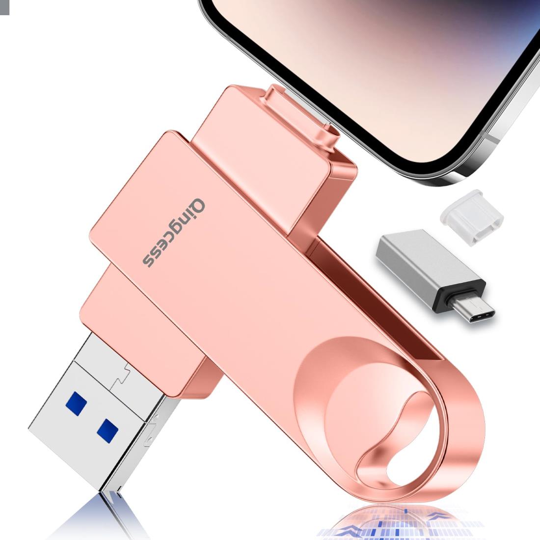 【256GB】Phone対応USBメモリ [アプリ不要 アルバム直保存] 外付けストレージ スマホ容量不足解消/写真保存バックアップ高速転送/耐久..