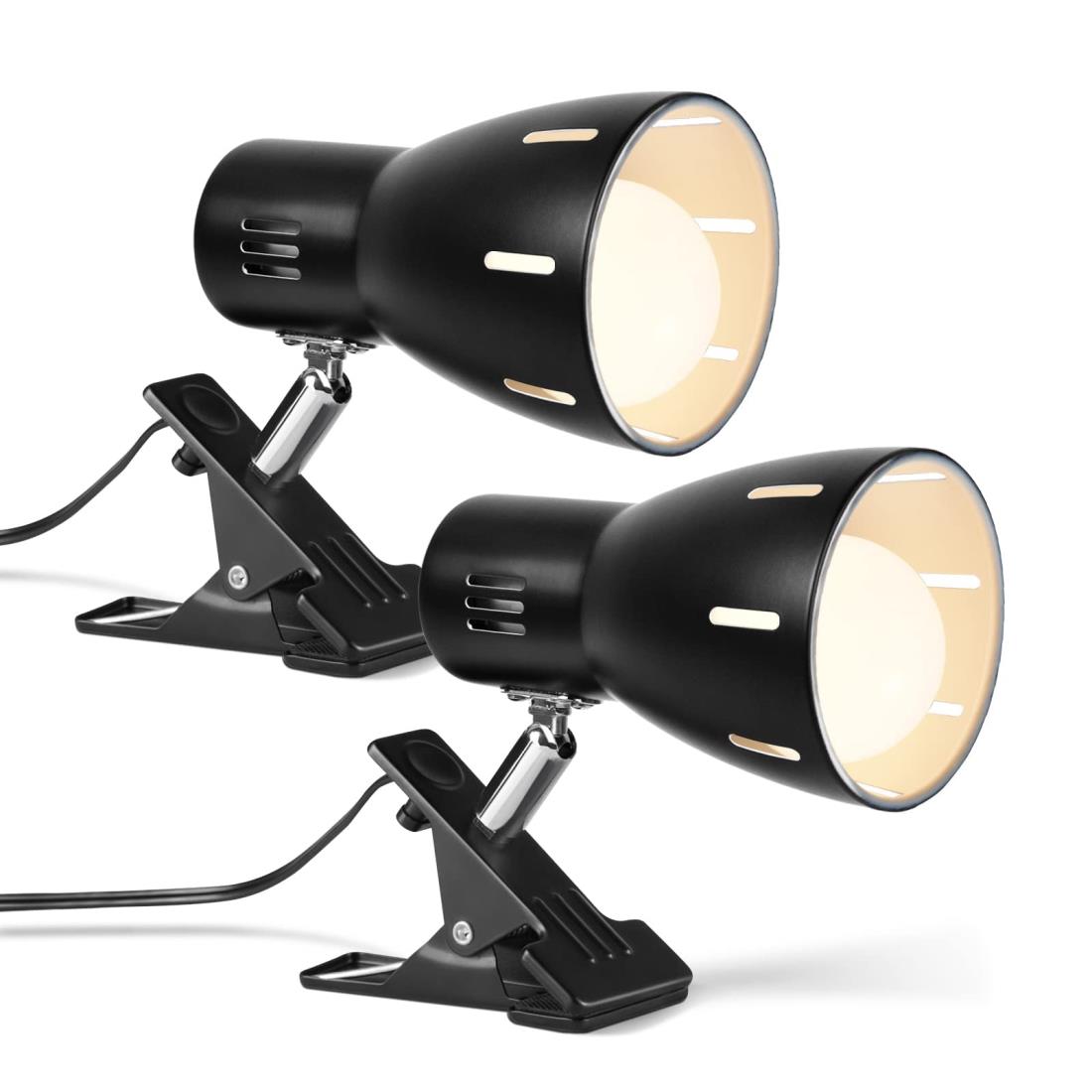 クリップライトE26 スポットライト クリップ led電球付き 60w 中間スイッチ付き 350°回転仕事 屋内照明用ライト ブラック 専用器具 お部屋 寝室 店舗 ディスプレイライト（2個）